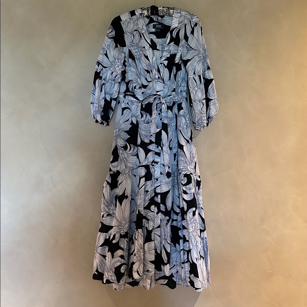 Maeve by Anthropologie Puff Sleeved Floral Midi Dress size 8 - Picture 2 of 7